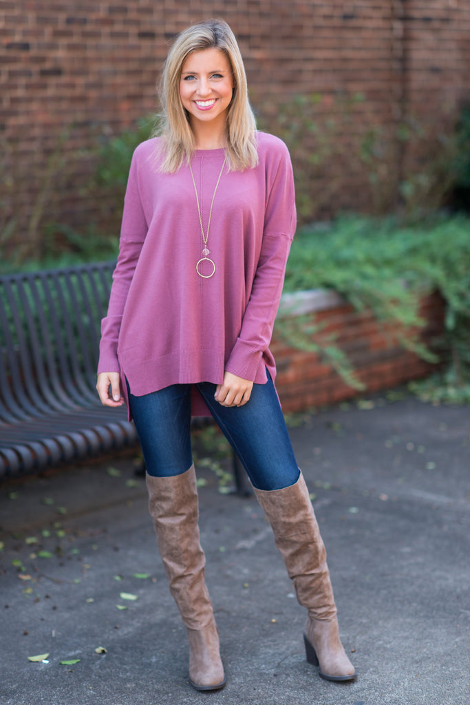 Solid Classic Sweater-Orchid Purple – The Mint Julep Boutique