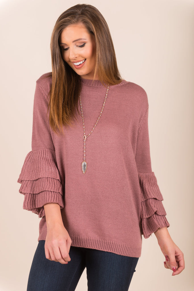 Oh So Frilling Sweater, Mauve – The Mint Julep Boutique