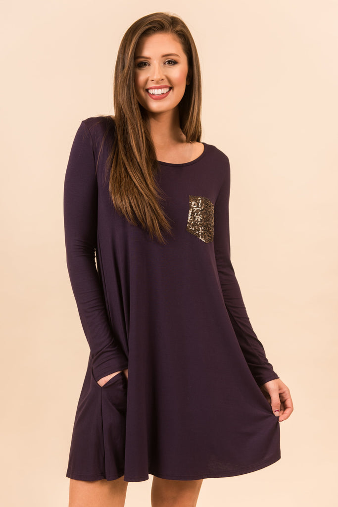 Sweet And Shine Dress, Eggplant – The Mint Julep Boutique