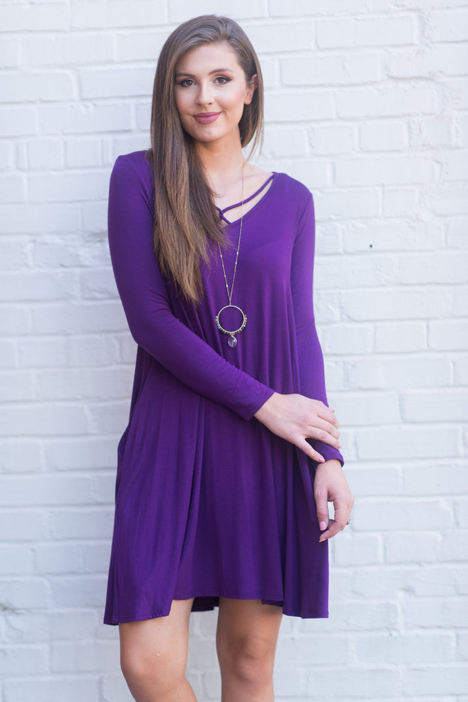 The Perfect Piko Long Sleeve Swing Dress-Wine – Simply Dixie Boutique