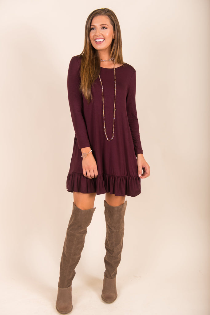 Always Be Adorable Dress, Eggplant – The Mint Julep Boutique