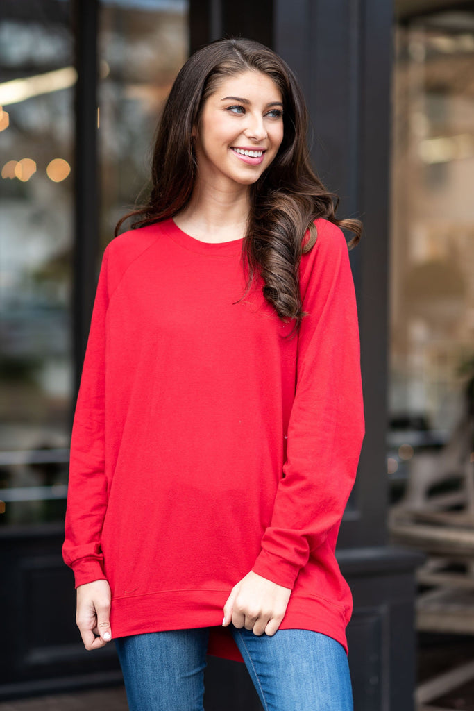 Slouchy Dolman Red Long Sleeve Tunic – The Mint Julep Boutique