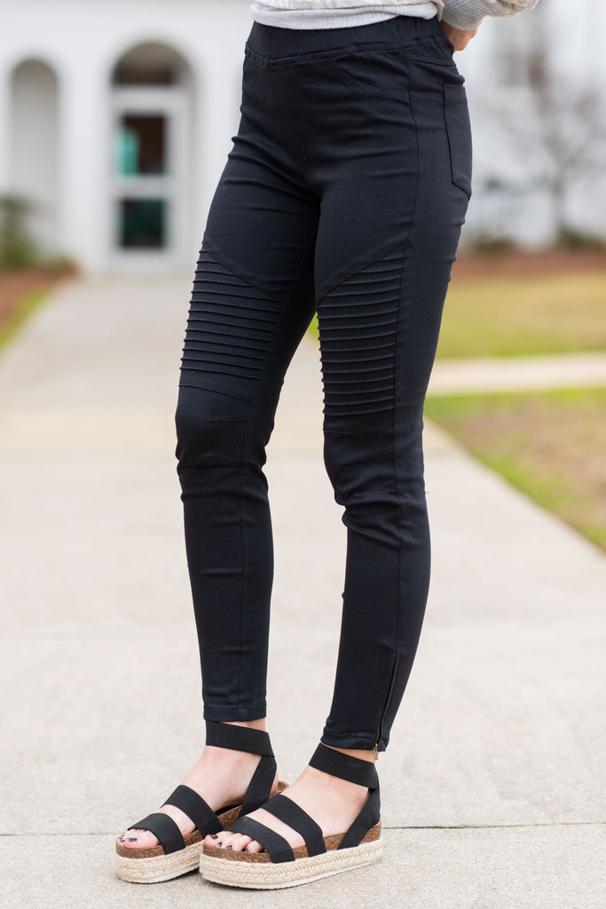 Solid Edgy Moto Jeggings, Black – The Mint Julep Boutique