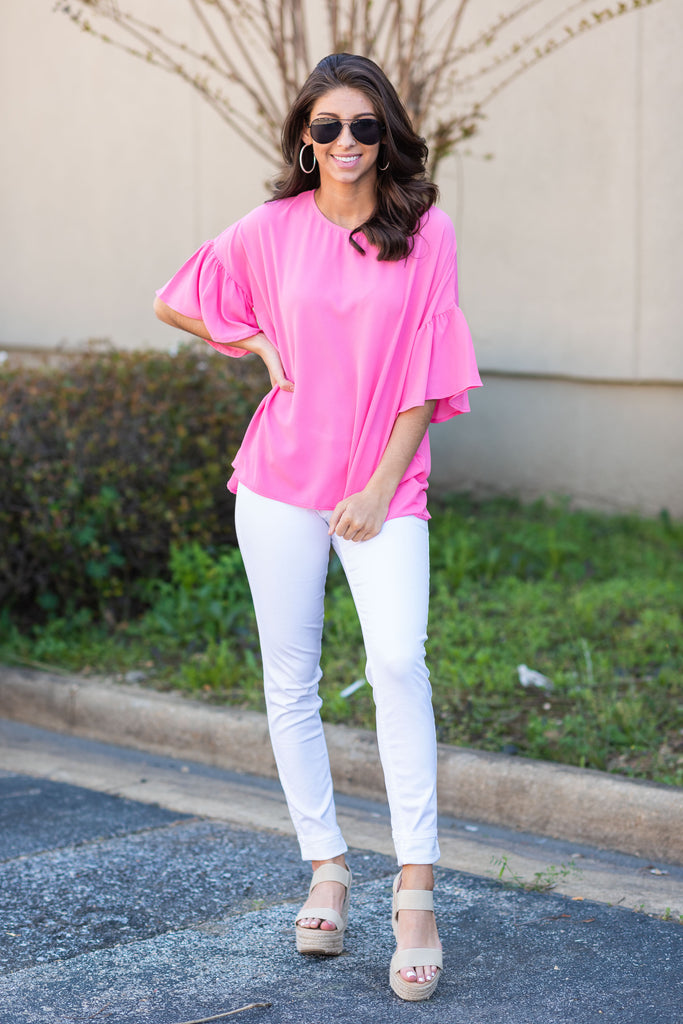 Successful In Ruffles Top, Pink – The Mint Julep Boutique