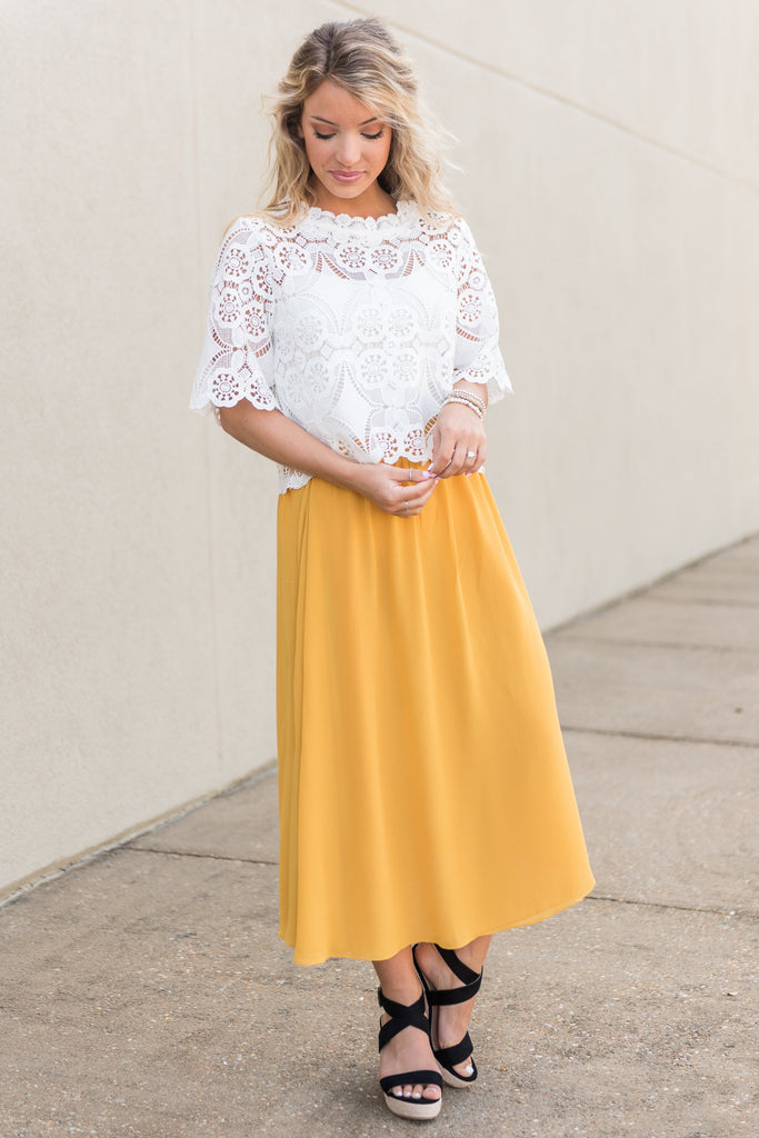 Beautiful Moment Midi Skirt, Yellow – The Mint Julep Boutique