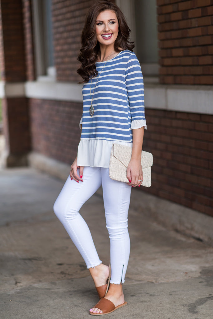 Give Them The Business Top, Blue – The Mint Julep Boutique