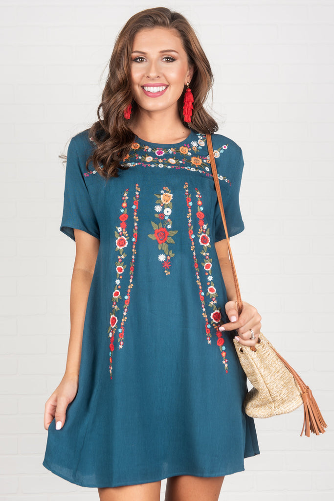 On The Border Dress, Teal – The Mint Julep Boutique
