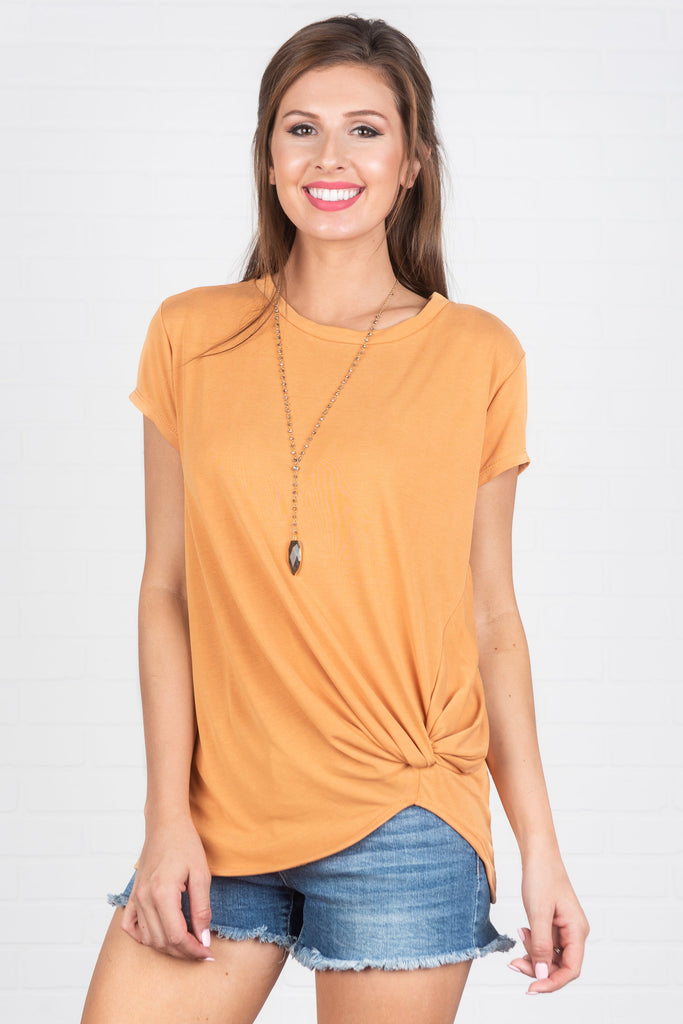 Casual Versatile Turmeric Yellow Knotted Top | Mint Julep – The Mint ...