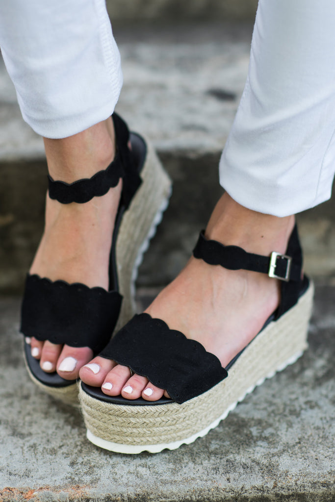 Daytime Adventures Wedges, Black – The Mint Julep Boutique