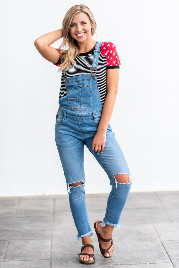 What's New Overalls, Medium Wash – The Mint Julep Boutique