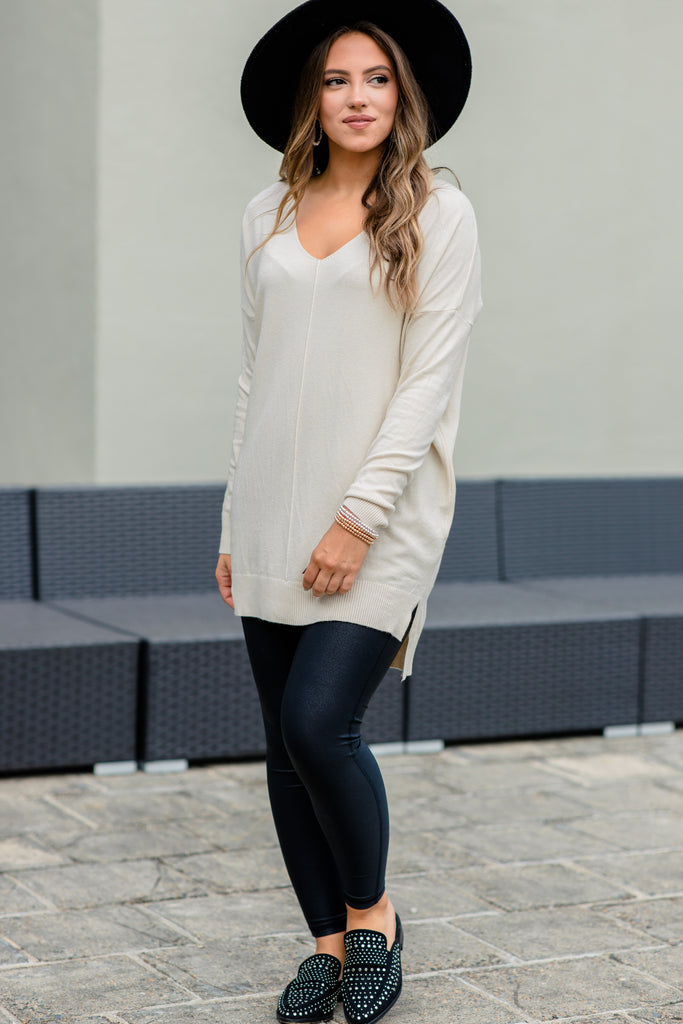 Classic Oatmeal White Sweater – Shop The Mint