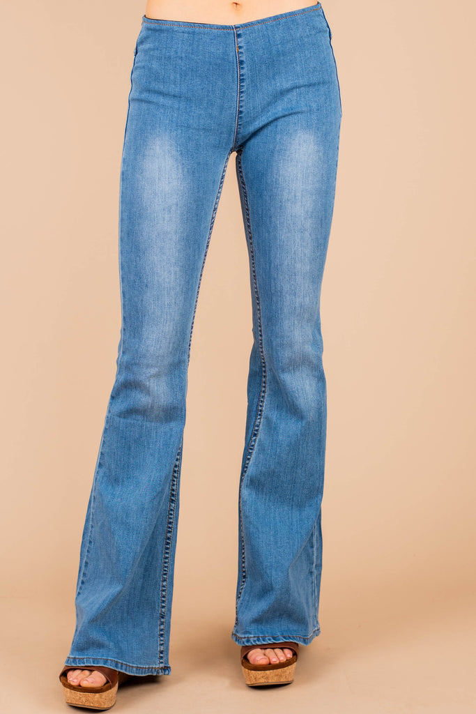 It's A Revolution Denim Blue Flare Jeans - Elastic Waist Jeans – Shop ...