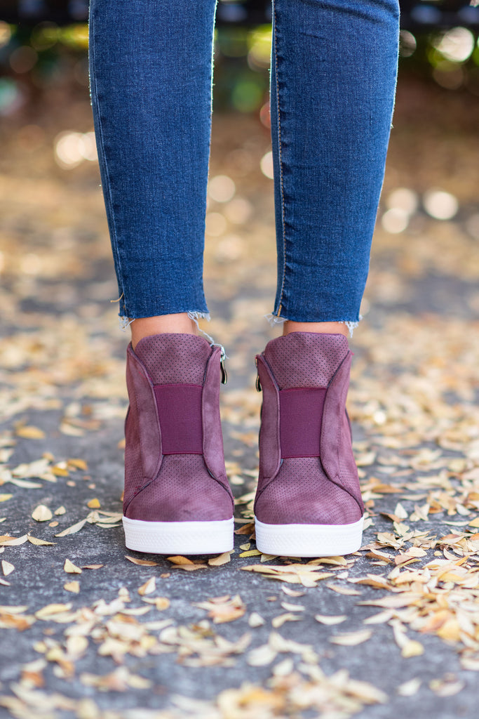 Sassy Plum Purple Wedge Sneakers – The Mint Julep Boutique