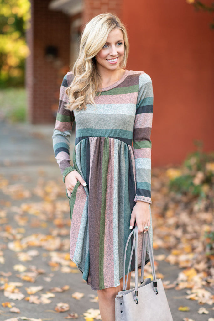 Striped Casual Midi Dress, Coral – The Mint Julep Boutique