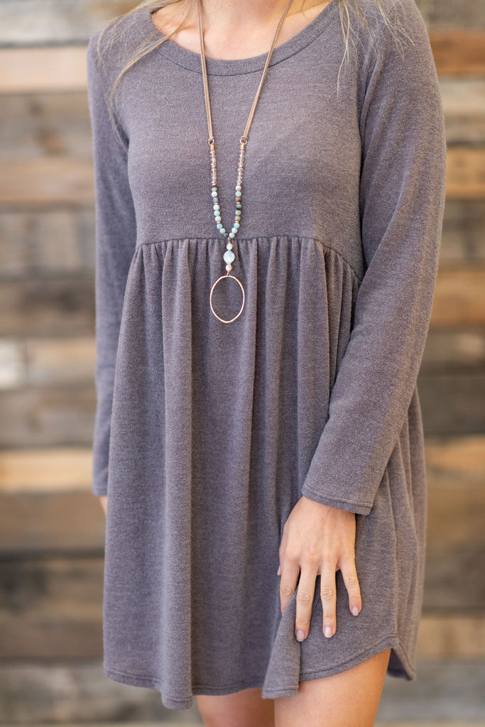 Causal Basic Dress, Mocha – The Mint Julep Boutique