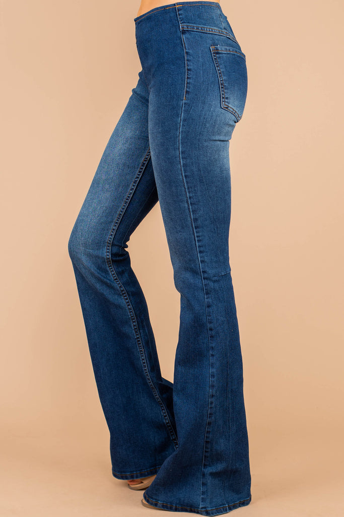 It's A Revolution Dark Wash Flare Jeans – Shop The Mint