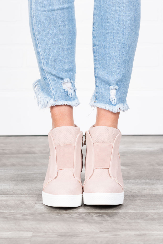 Sassy Blush Pink Wedge Sneakers – Shop The Mint