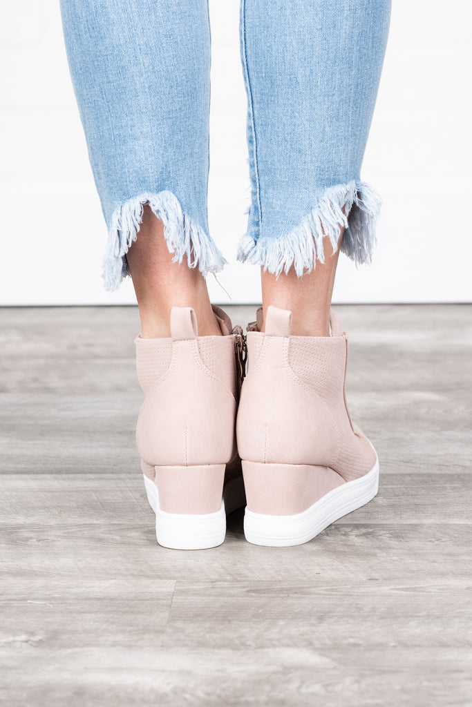 Sassy Blush Pink Wedge Sneakers – Shop The Mint