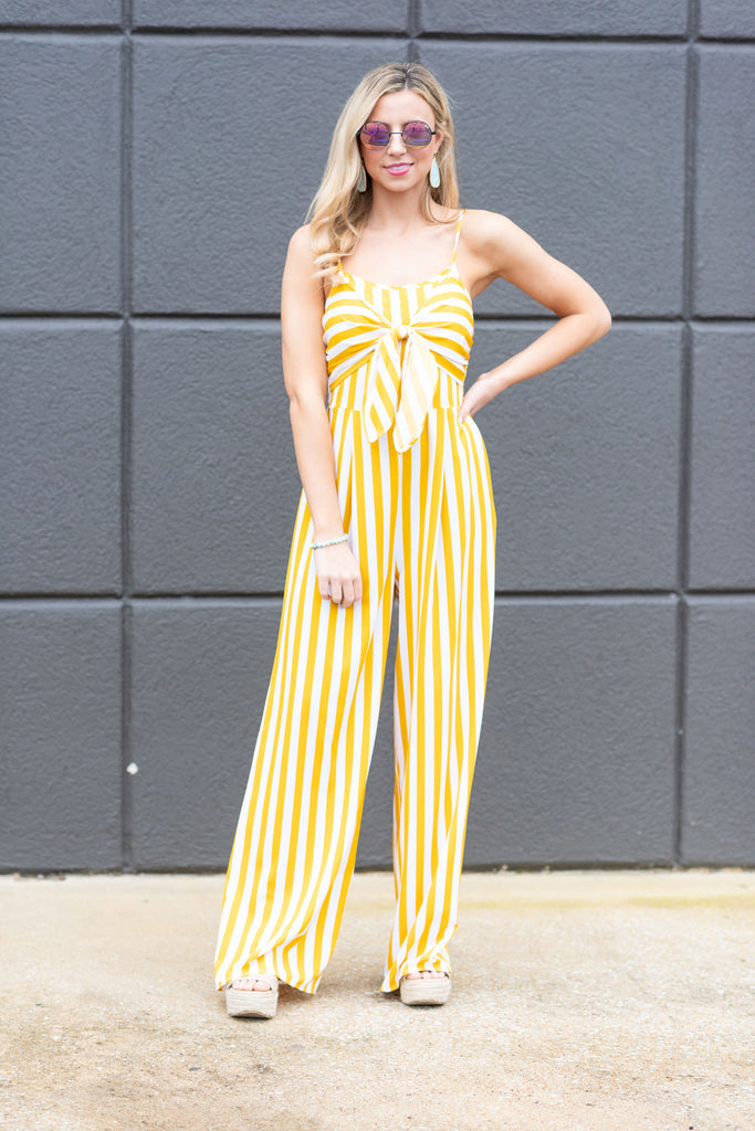Striped Light Jumpsuit, Yellow – The Mint Julep Boutique