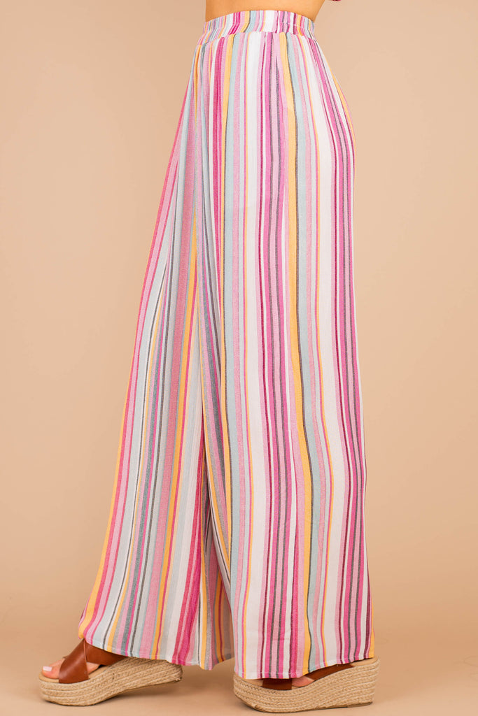 Shine So Bright Pink Multi Striped Pants - Elastic Waist – The Mint ...