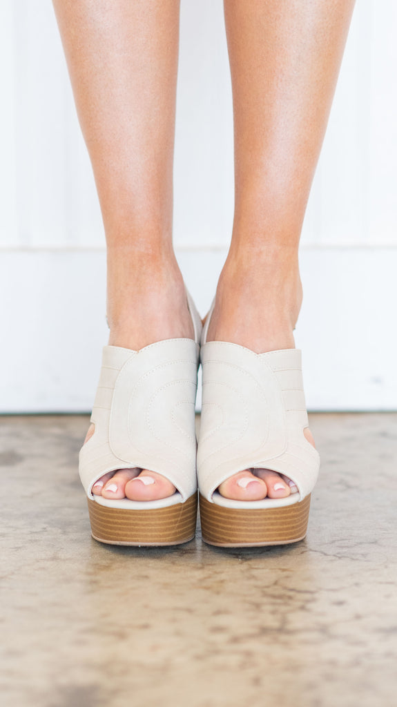 Ahead Of The Curve Heels, Stone – The Mint Julep Boutique