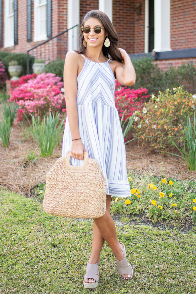 Striped Preppy Dress, Oatmeal – The Mint Julep Boutique