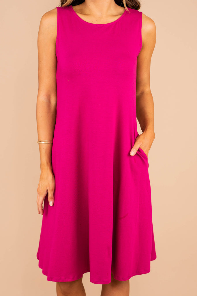 Essential Magenta Pink Fit and Flare Dress - Sleeveless – Shop The Mint