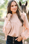 Find You Well Rust Orange Gingham Blouse