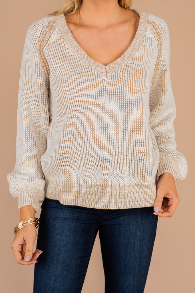 Warm Chunky Oatmeal Brown Sweater The Mint Julep Boutique