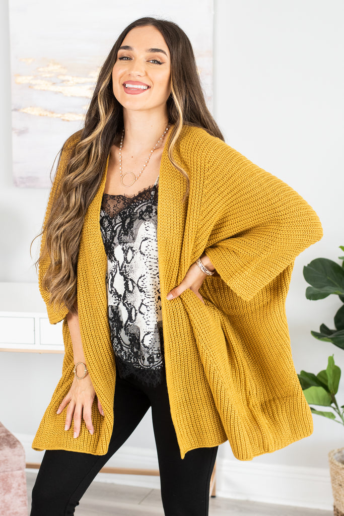 Comfy Roomy Mustard Yellow Knit Cardigan $58 – Shop The Mint