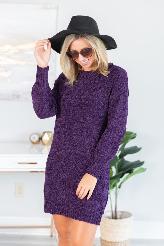 purple dress sweater