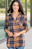 mustard yellow plaid button down top