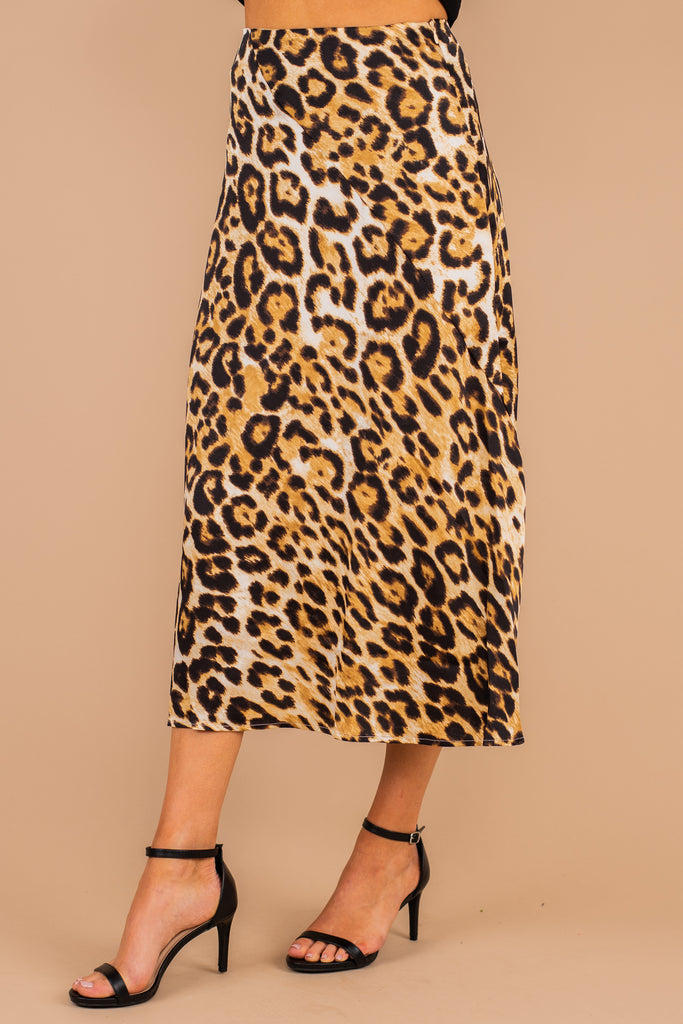 Bold And Beautiful Brown Leopard Midi Skirt - Animal Print – Shop The Mint