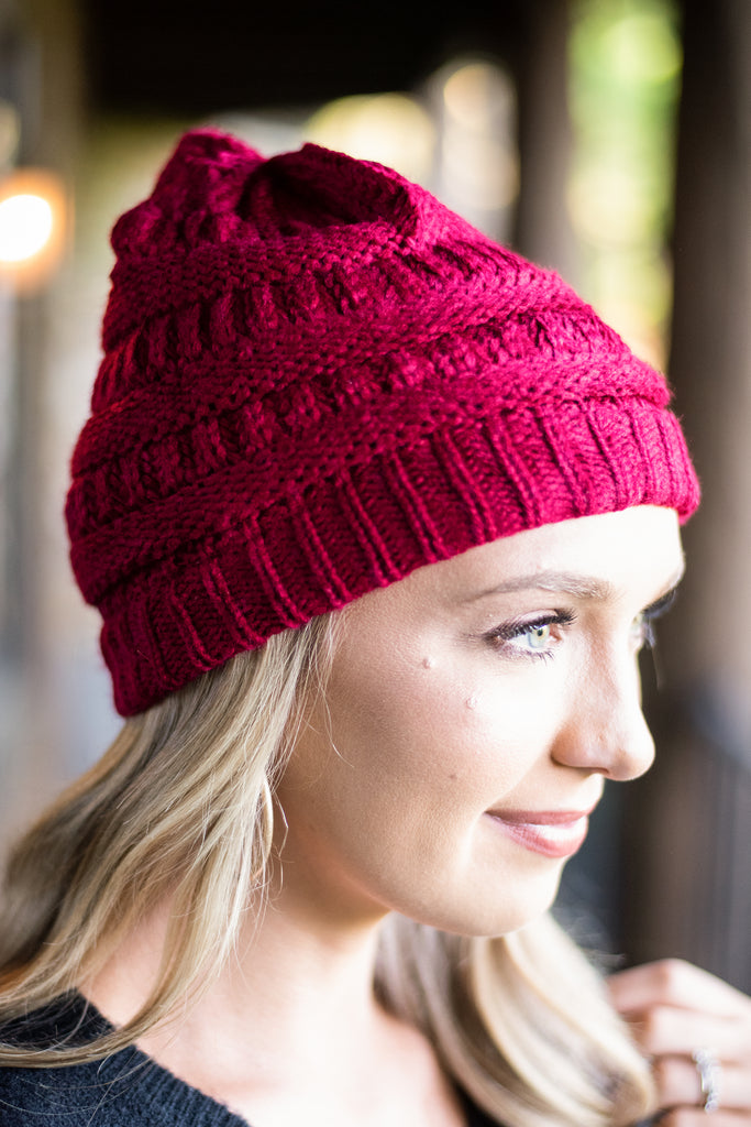 Classic Red Knit Beanie Cable Knit Shop The Mint