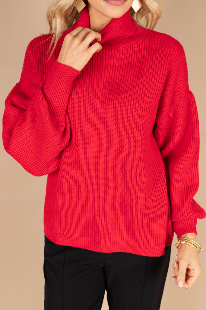 Classic Chic Red Turtleneck Sweater - Winter Sweater – The Mint Julep ...