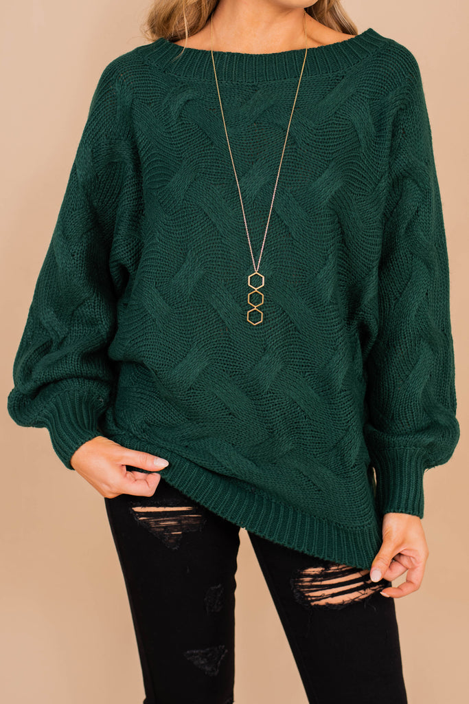 Classic Warm Hunter Green Sweater - Loose Knit – The Mint Julep Boutique