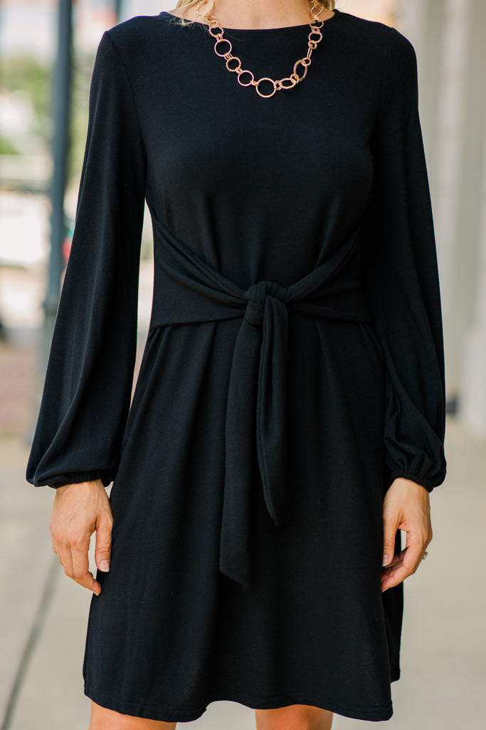 Flattering Black Tied Waist Dress - LBD – Shop The Mint