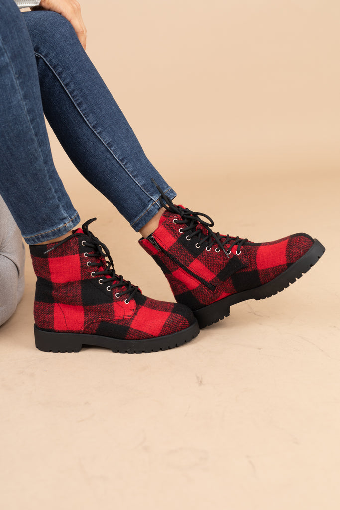 red buffalo plaid boots