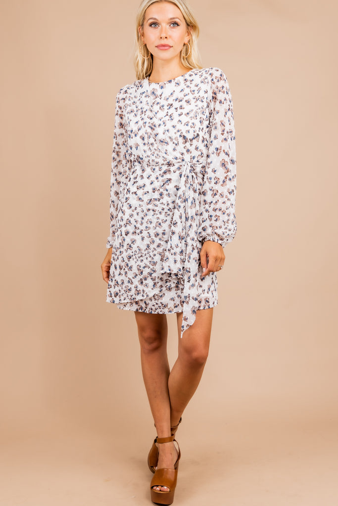 Flattering White Leopard Dress - Sassy Boutique Dresses – Shop The Mint