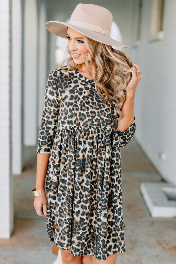 Comfy Fun Brown Leopard Dress - Everyday Dress – The Mint Julep Boutique
