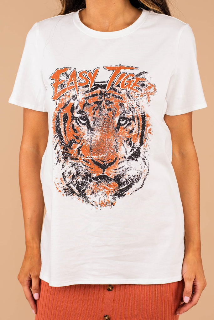 Vintage Easy Tiger Ivory White Tee - Bold Graphic – The Mint Julep Boutique