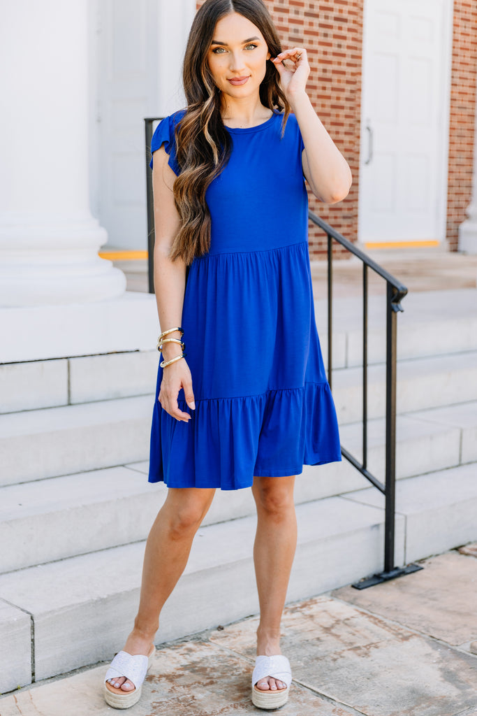 Casual Royal Blue Babydoll Dress -Boutique Dresses – Shop The Mint