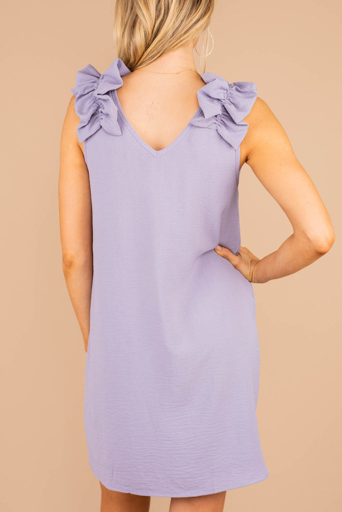 Light Versatile Lavender Purple Ruffled Dress - Shift Dress – The Mint ...