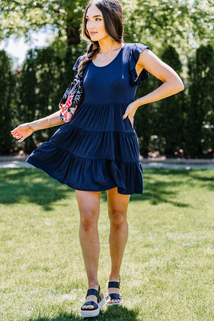Stay With You Always Navy Blue Tiered Dress - Babydoll Dress – Shop The ...