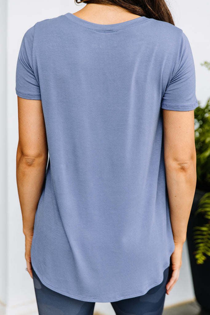 Versatile Periwinkle Blue Top - Staple Tee – Shop The Mint