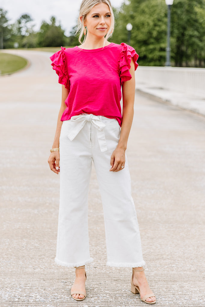 Chic Fun Hot Pink Ruffled Top - Bright Tops – The Mint Julep Boutique