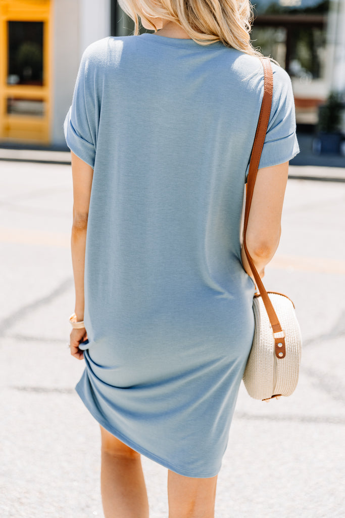 Versatile Blue Gray T-shirt Dress - Classic Fit Dress – Shop The Mint