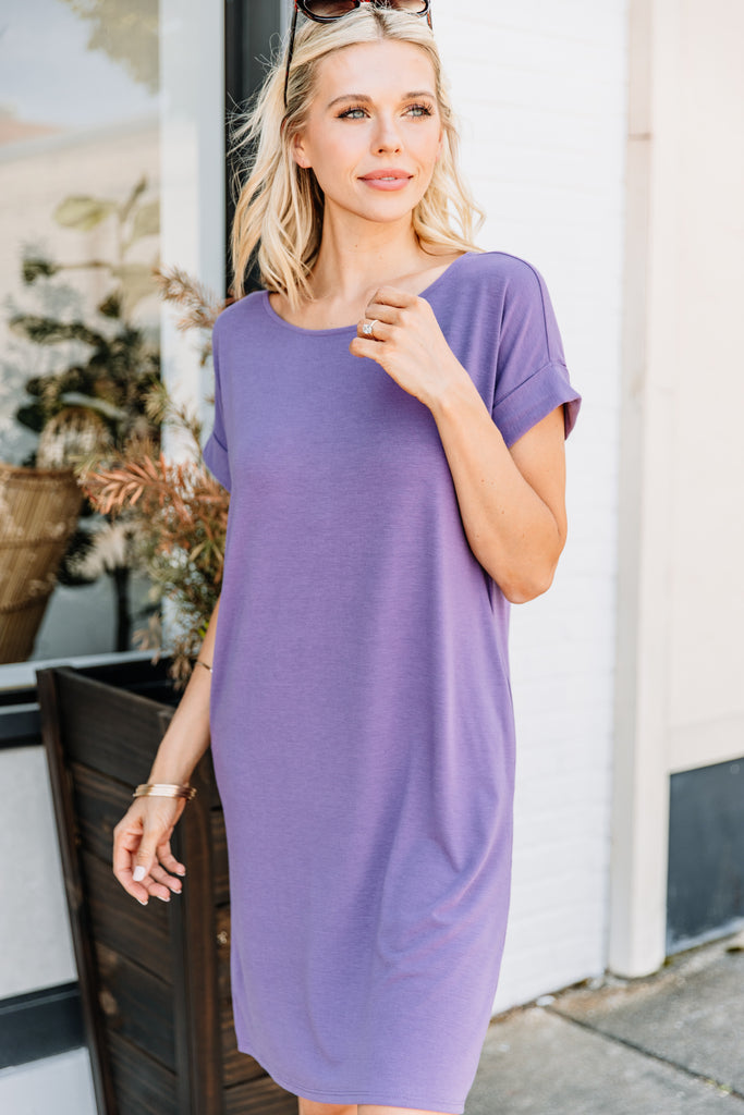 Versatile Me Lilac Gray T-shirt Dress - Boutique Dress – Shop The Mint