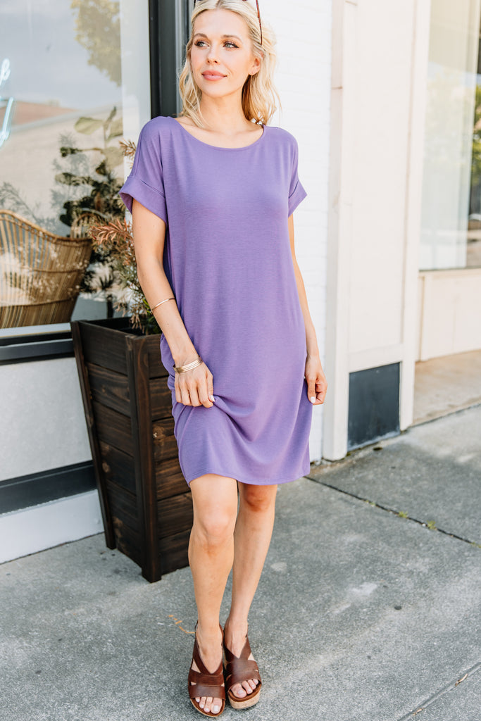 Versatile Me Lilac Gray T-shirt Dress - Boutique Dress – Shop The Mint