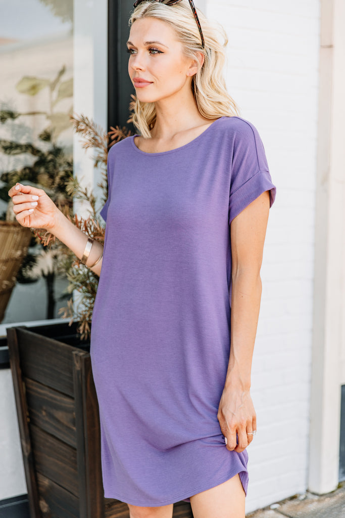 Versatile Me Lilac Gray T-shirt Dress - Boutique Dress – Shop The Mint